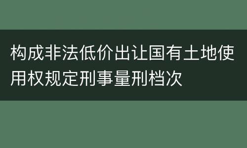 构成非法低价出让国有土地使用权规定刑事量刑档次