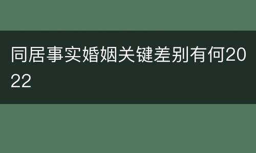 同居事实婚姻关键差别有何2022