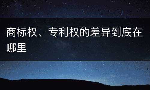 商标权、专利权的差异到底在哪里