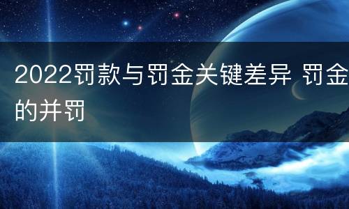 2022罚款与罚金关键差异 罚金的并罚