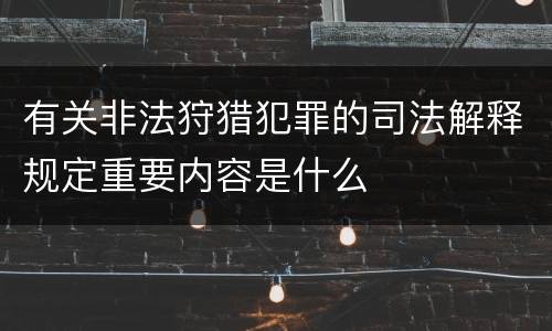 有关非法狩猎犯罪的司法解释规定重要内容是什么