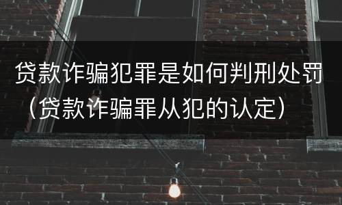 贷款诈骗犯罪是如何判刑处罚（贷款诈骗罪从犯的认定）