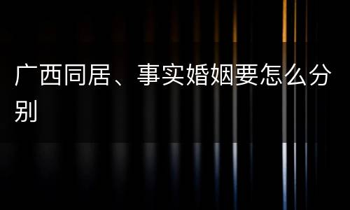 广西同居、事实婚姻要怎么分别