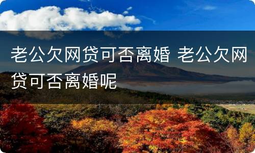 老公欠网贷可否离婚 老公欠网贷可否离婚呢