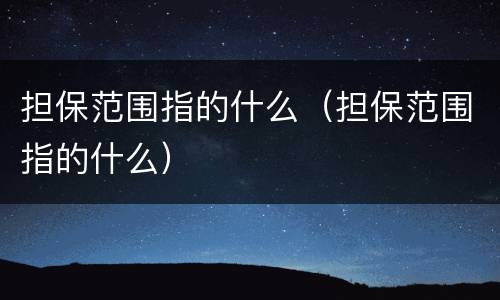 担保范围指的什么（担保范围指的什么）