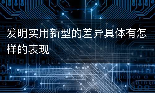 发明实用新型的差异具体有怎样的表现