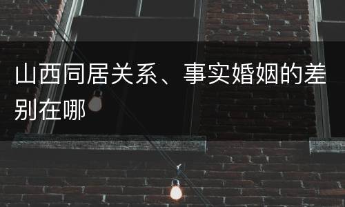 山西同居关系、事实婚姻的差别在哪