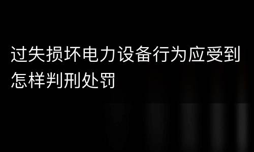 过失损坏电力设备行为应受到怎样判刑处罚