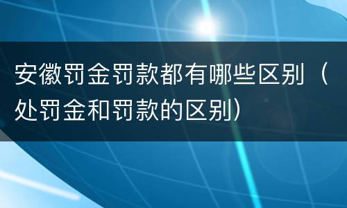 安徽罚金罚款都有哪些区别（处罚金和罚款的区别）