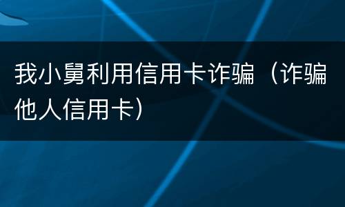 我小舅利用信用卡诈骗（诈骗他人信用卡）