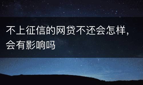 不上征信的网贷不还会怎样，会有影响吗