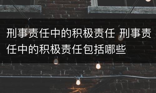 刑事责任中的积极责任 刑事责任中的积极责任包括哪些