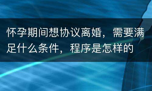 怀孕期间想协议离婚，需要满足什么条件，程序是怎样的