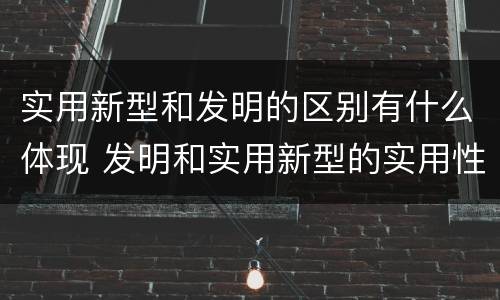 实用新型和发明的区别有什么体现 发明和实用新型的实用性