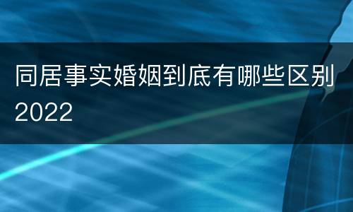 同居事实婚姻到底有哪些区别2022