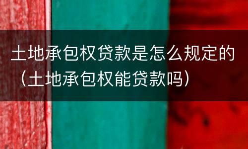 土地承包权贷款是怎么规定的（土地承包权能贷款吗）