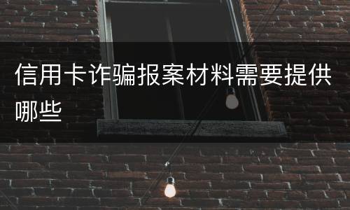 信用卡诈骗报案材料需要提供哪些