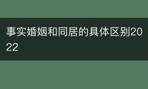 事实婚姻和同居的具体区别2022