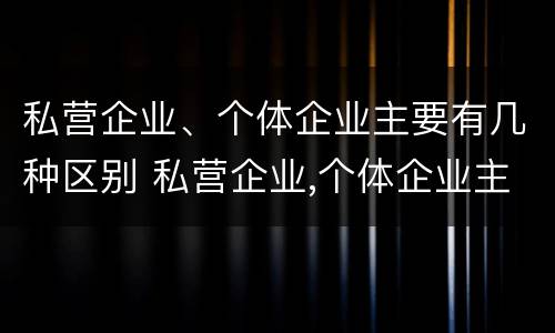 私营企业、个体企业主要有几种区别 私营企业,个体企业主要有几种区别