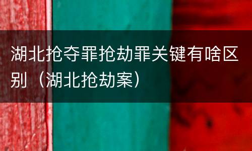 湖北抢夺罪抢劫罪关键有啥区别（湖北抢劫案）