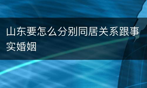 山东要怎么分别同居关系跟事实婚姻