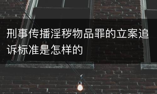 刑事传播淫秽物品罪的立案追诉标准是怎样的