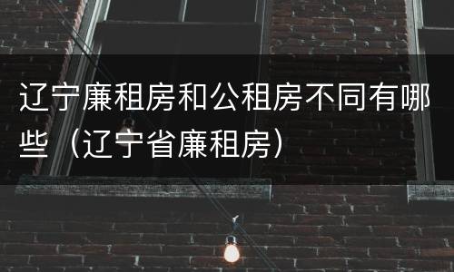 辽宁廉租房和公租房不同有哪些（辽宁省廉租房）