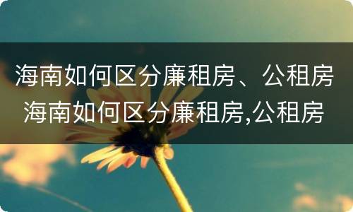 海南如何区分廉租房、公租房 海南如何区分廉租房,公租房和私租房