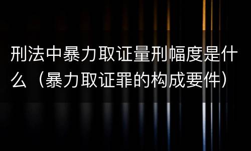 刑法中暴力取证量刑幅度是什么（暴力取证罪的构成要件）