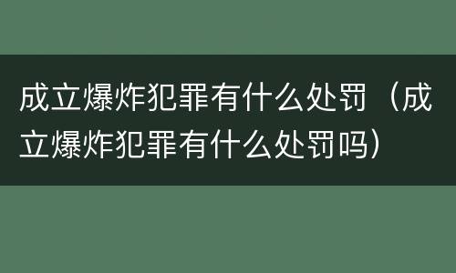 成立爆炸犯罪有什么处罚（成立爆炸犯罪有什么处罚吗）