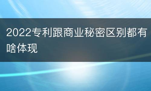 2022专利跟商业秘密区别都有啥体现