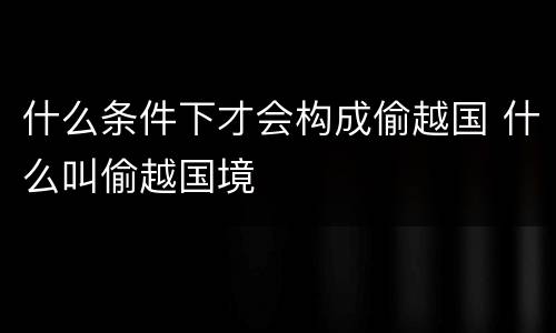 什么条件下才会构成偷越国 什么叫偷越国境