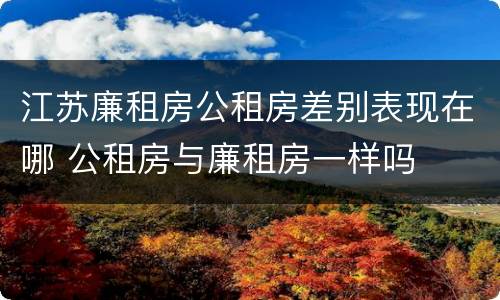 江苏廉租房公租房差别表现在哪 公租房与廉租房一样吗