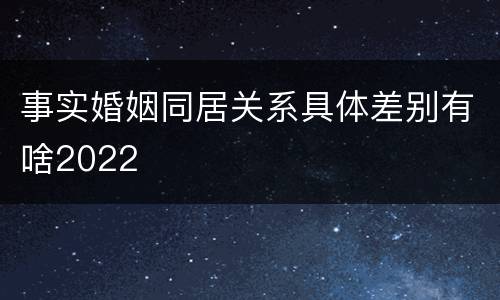 事实婚姻同居关系具体差别有啥2022