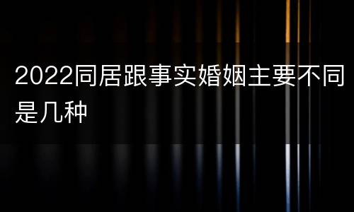 2022同居跟事实婚姻主要不同是几种