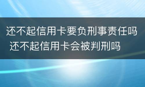 还不起信用卡要负刑事责任吗 还不起信用卡会被判刑吗