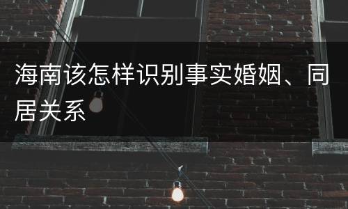 海南该怎样识别事实婚姻、同居关系