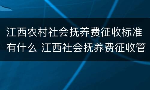 江西农村社会抚养费征收标准有什么 江西社会抚养费征收管理办法