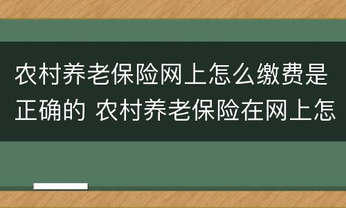 农村养老保险网上怎么缴费是正确的 农村养老保险在网上怎么缴费