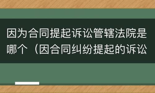 因为合同提起诉讼管辖法院是哪个（因合同纠纷提起的诉讼管辖权）