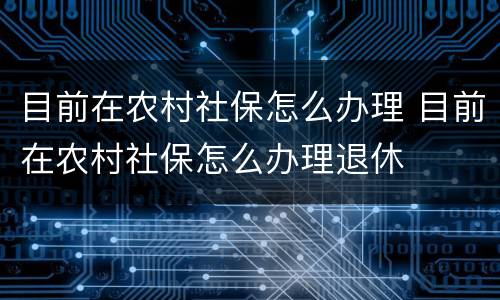 目前在农村社保怎么办理 目前在农村社保怎么办理退休