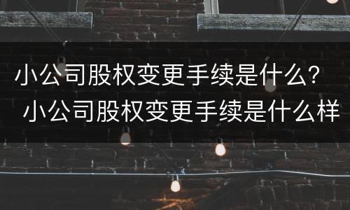 小公司股权变更手续是什么？ 小公司股权变更手续是什么样的