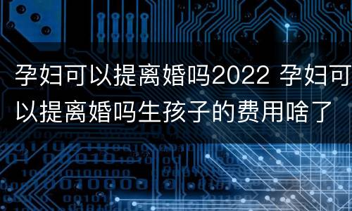 孕妇可以提离婚吗2022 孕妇可以提离婚吗生孩子的费用啥了谁出