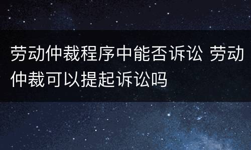 劳动仲裁程序中能否诉讼 劳动仲裁可以提起诉讼吗