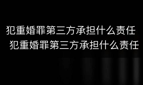 犯重婚罪第三方承担什么责任 犯重婚罪第三方承担什么责任和义务