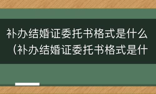 补办结婚证委托书格式是什么（补办结婚证委托书格式是什么样的）