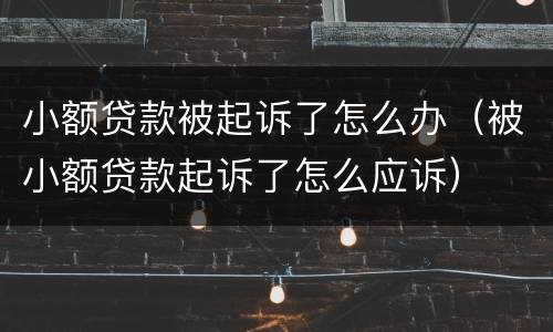 小额贷款被起诉了怎么办（被小额贷款起诉了怎么应诉）