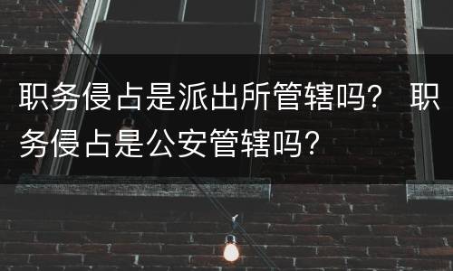 职务侵占是派出所管辖吗？ 职务侵占是公安管辖吗?