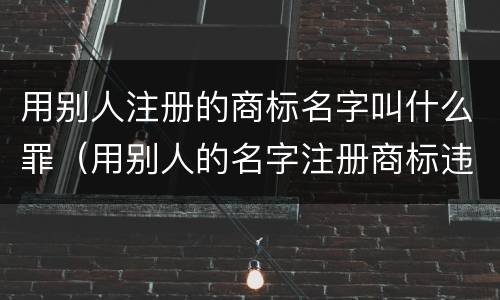 用别人注册的商标名字叫什么罪（用别人的名字注册商标违法吗）