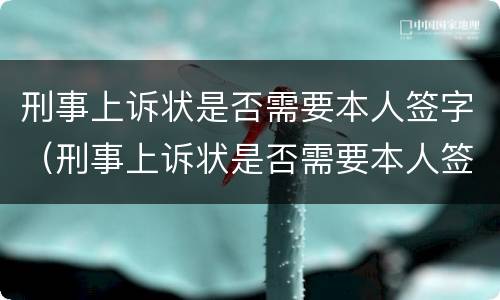 刑事上诉状是否需要本人签字（刑事上诉状是否需要本人签字才有效）